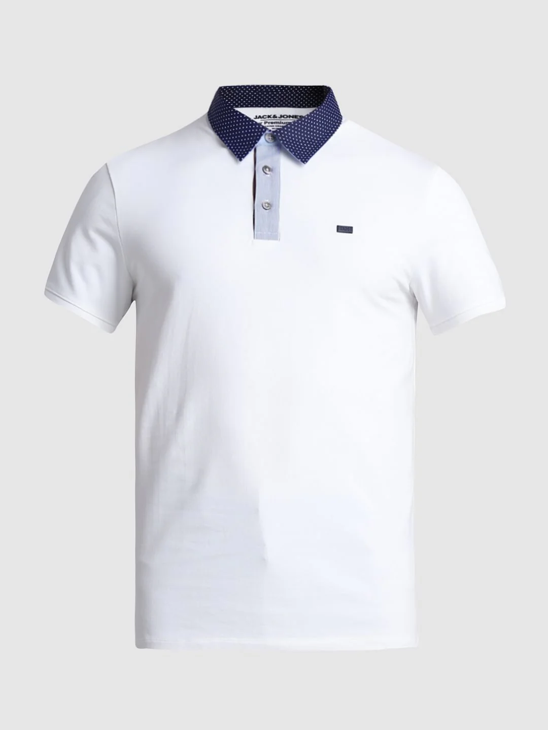 White Contrast Collar Polo T-shirt - Image 7