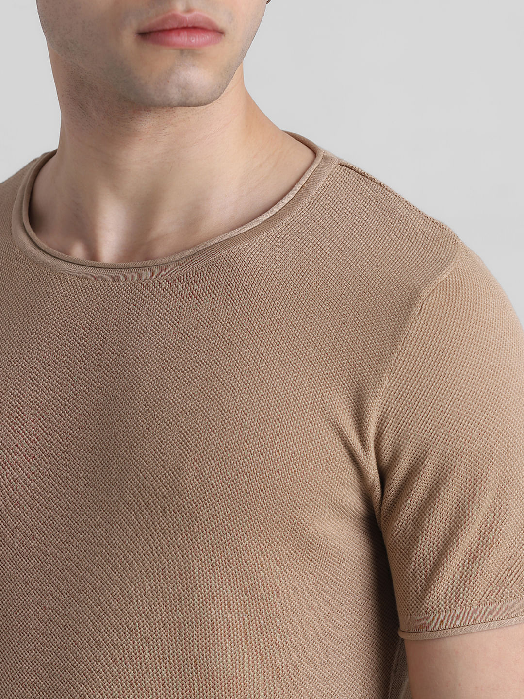 Brown Cotton Knitted T-shirt - Image 5