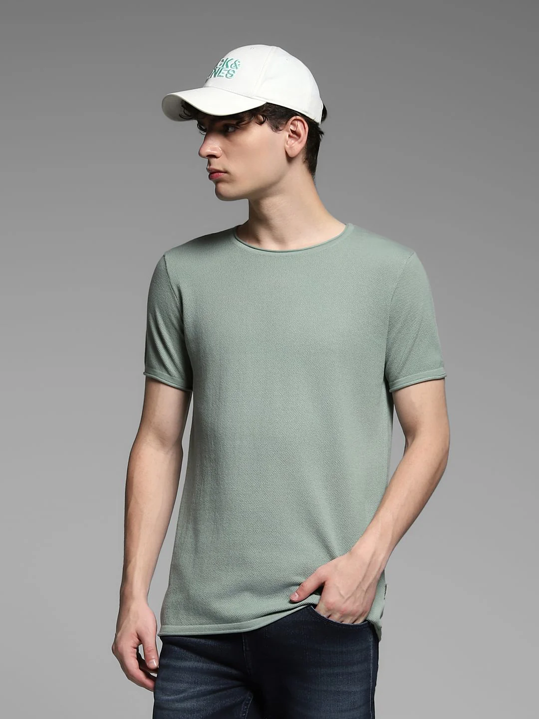 Green Knitted Crew Neck Pullover