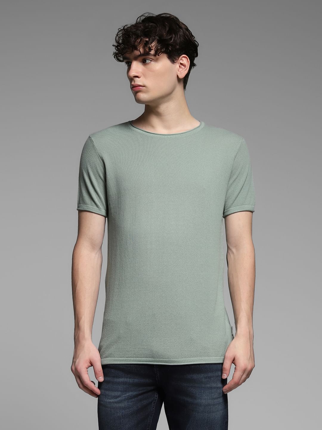 Green Knitted Crew Neck Pullover - Image 2