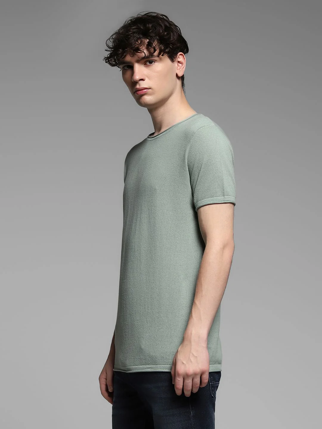 Green Knitted Crew Neck Pullover - Image 3