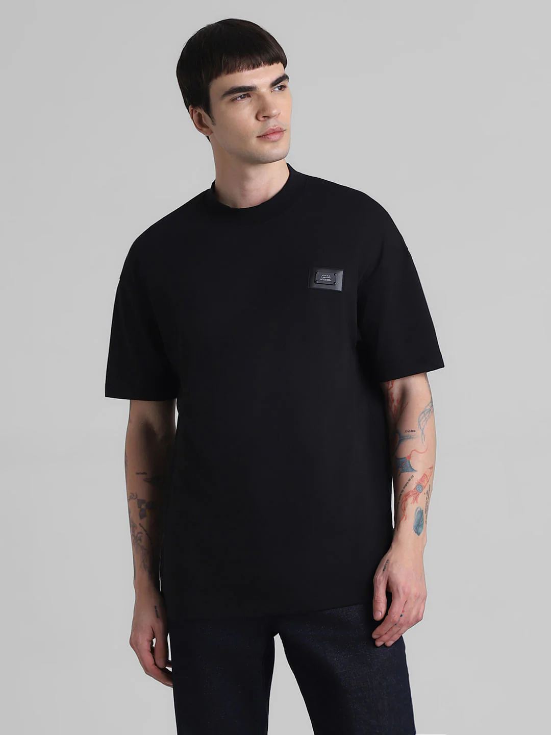 Black Oversized Crew Neck T-shirt - Image 2