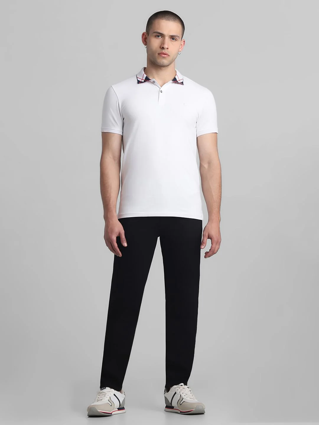 White Jacquard Polo T-shirt - Image 6