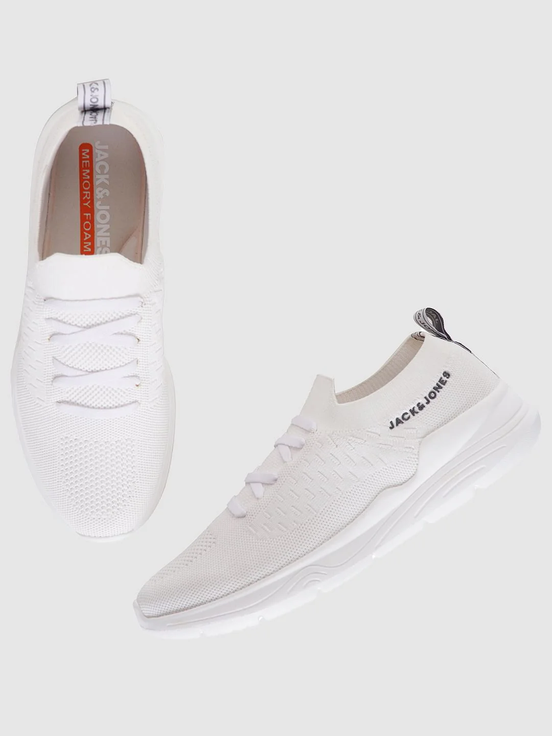 White Logo Print Lace Up Sneakers - Image 2