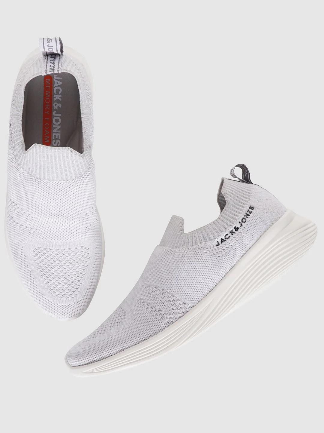 White Self-Design Slip On Sneakers - Image 3