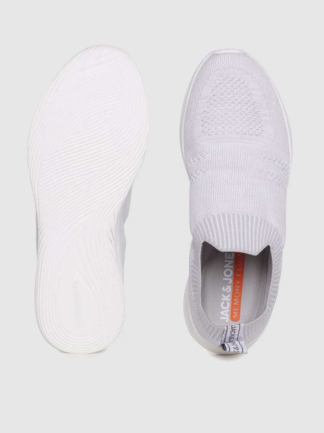 White Self-Design Slip On Sneakers - Image 5