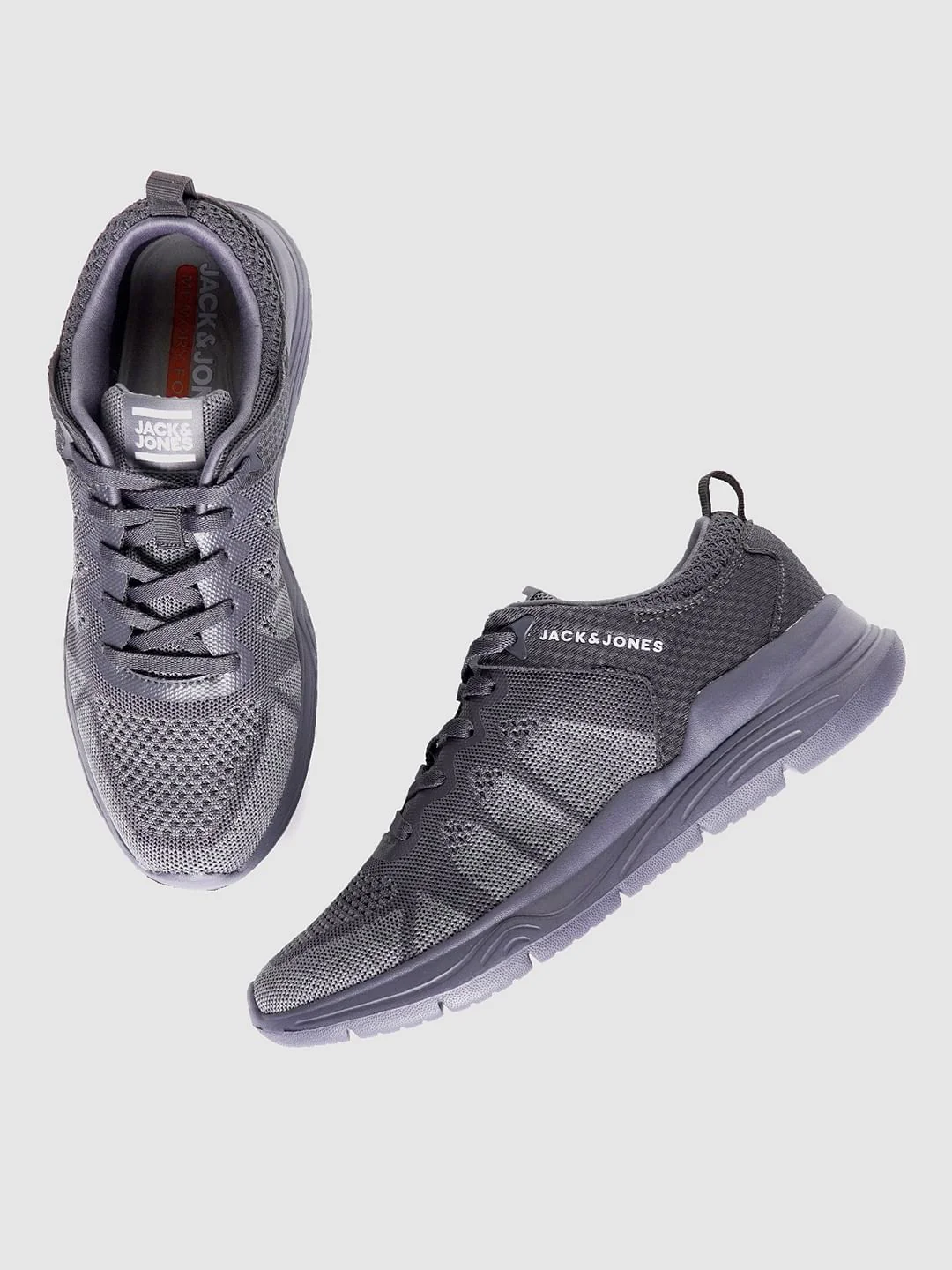 Grey Self-Design Lace Up Sneakers - Image 2