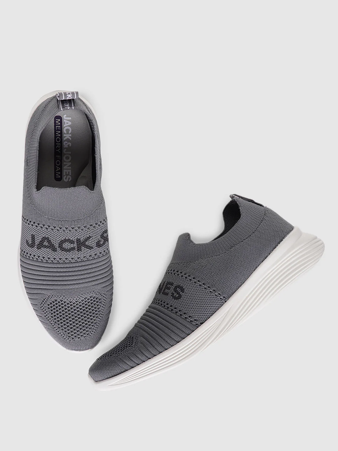 Grey Logo Print Slip On Sneakers - Image 5