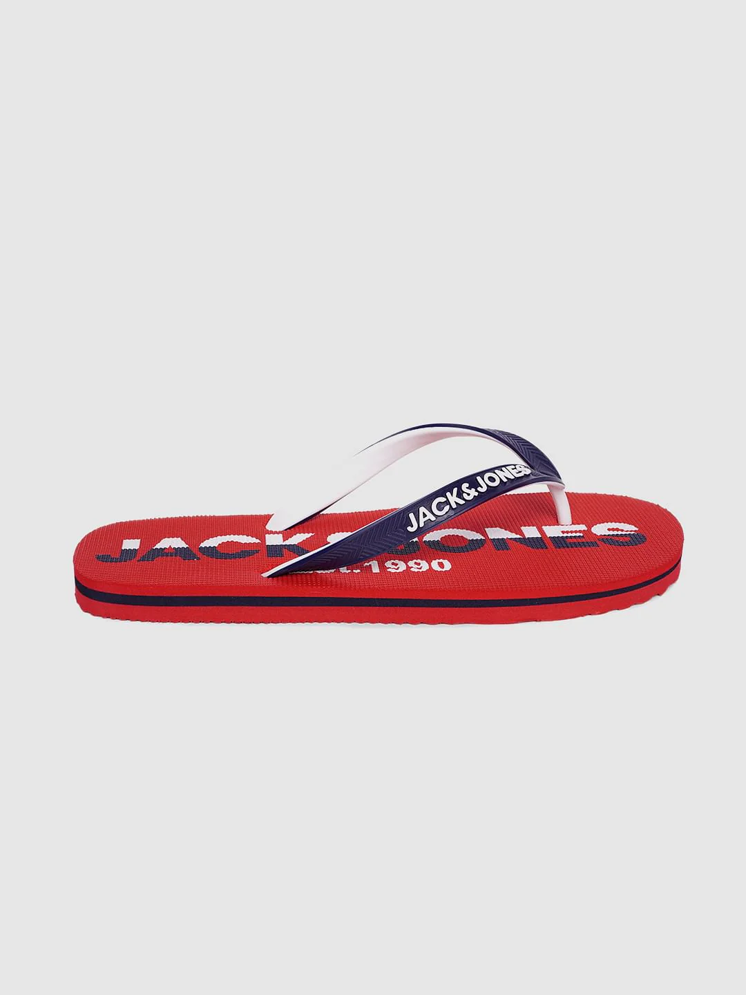 Red & Blue Logo Print Flip Flops