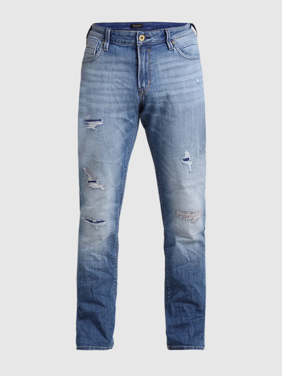Light Blue Distressed Clark Regular Fit Jeans - Image 6