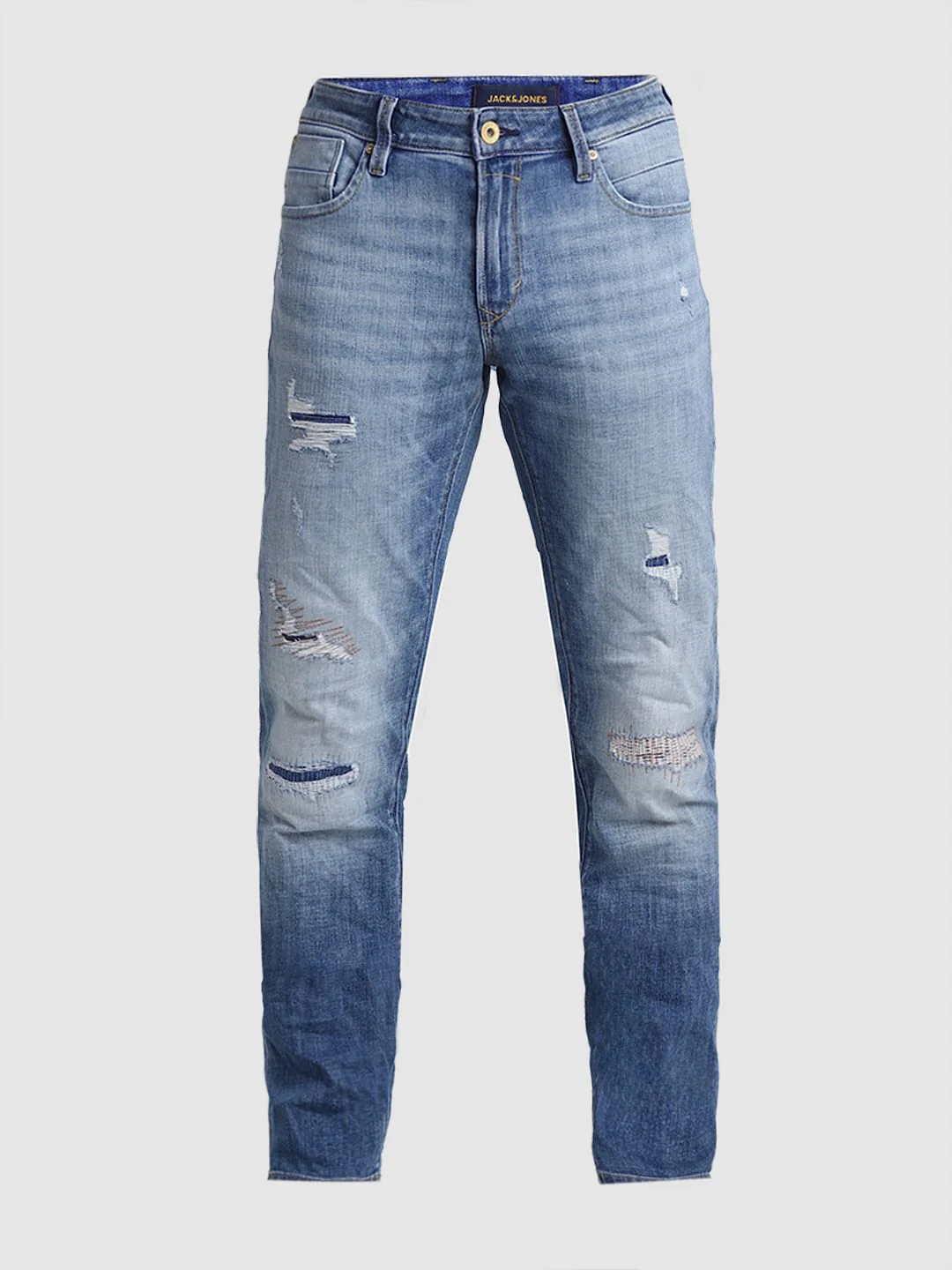 Light Blue Distressed Glenn Slim Fit Jeans - Image 6
