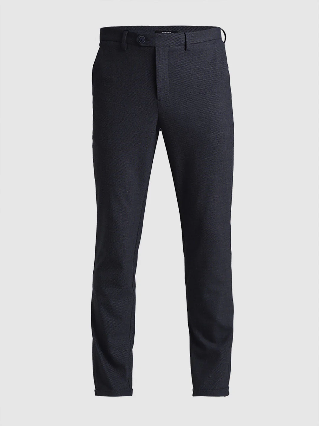 Navy Blue Mid Rise Check Print Pants - Image 6