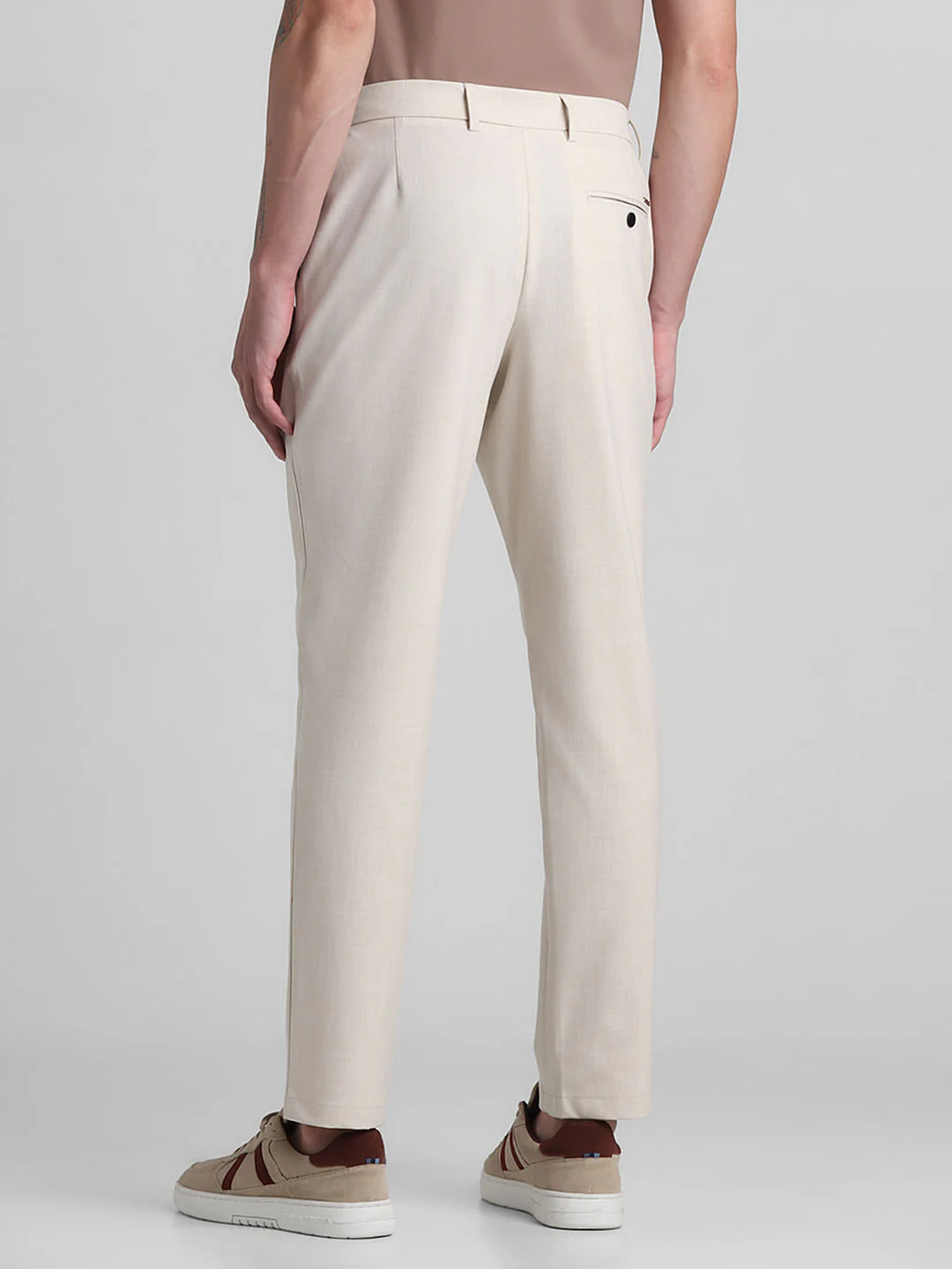 Beige Mid Rise Casual Pants - Image 3