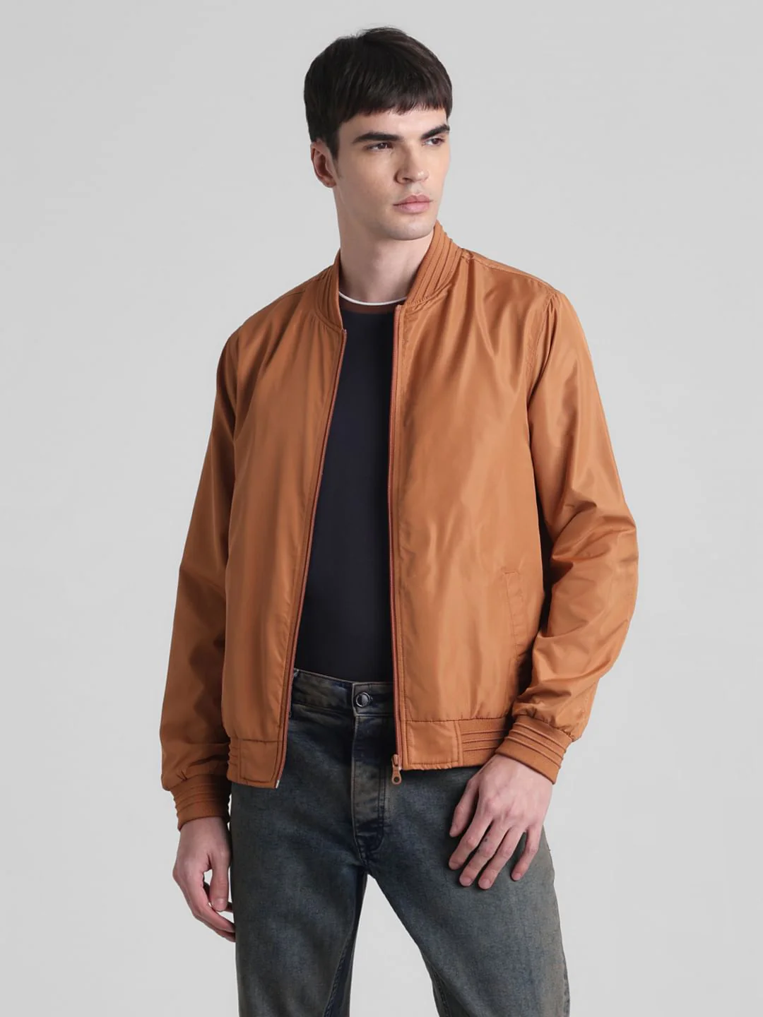 Brown Regular Fit Bomber Jacket - Image 2