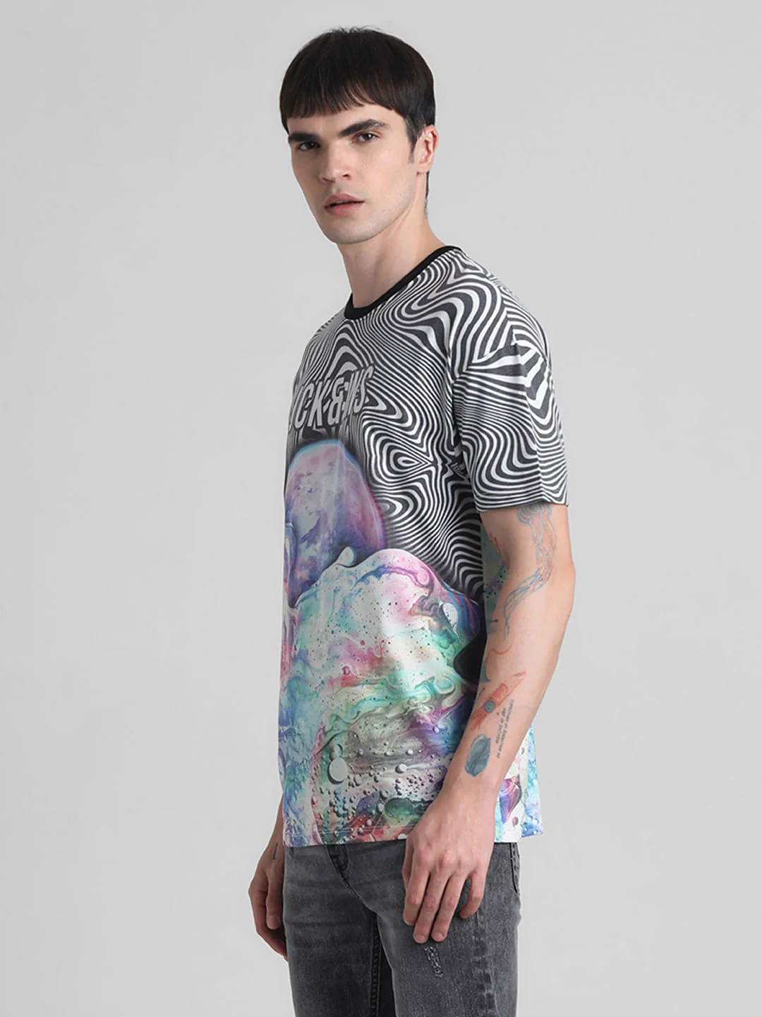 White Illusion Print Crew Neck T-shirt - Image 3