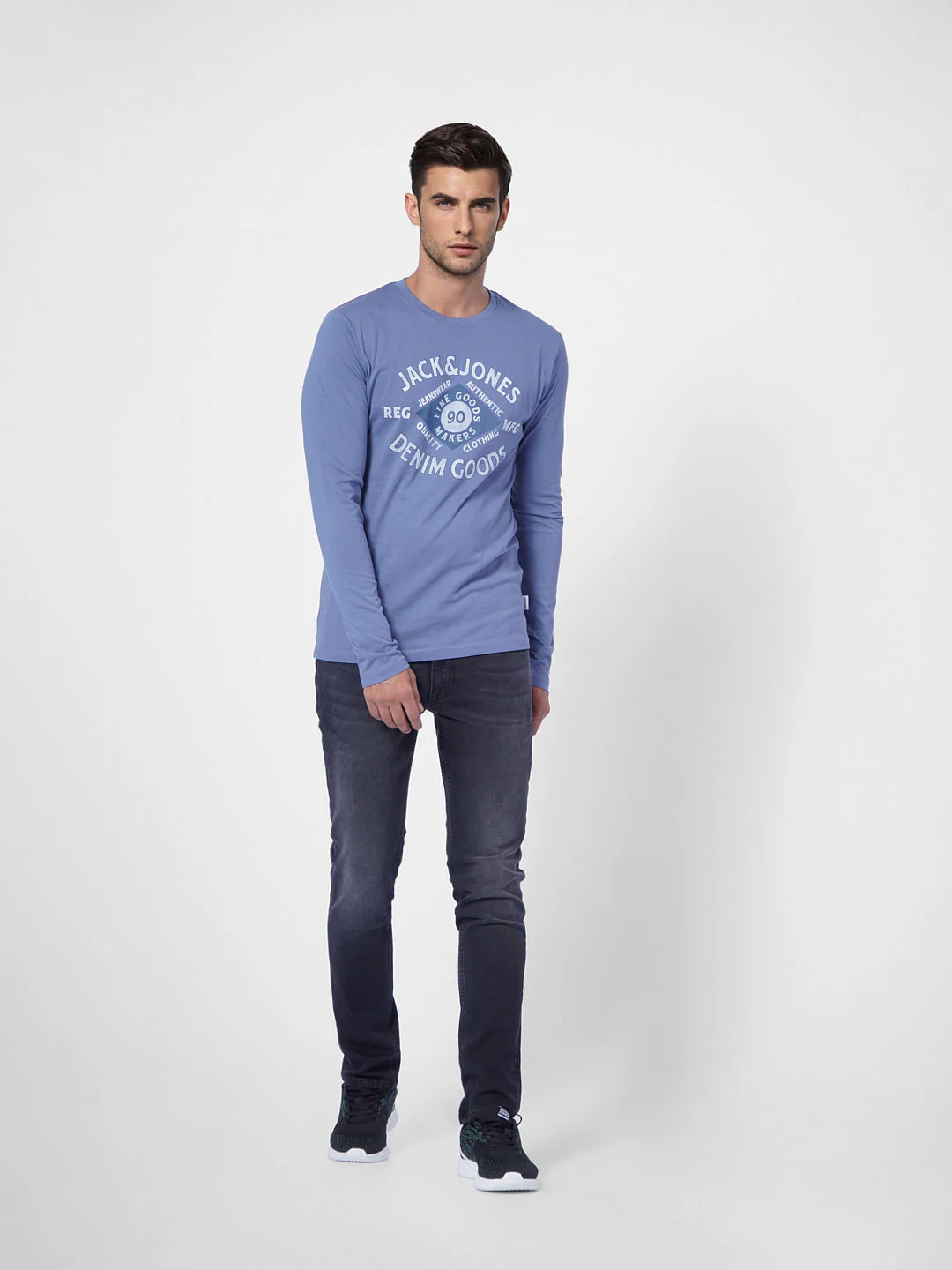 Blue Logo Print Crew Neck T-shirt - Image 6