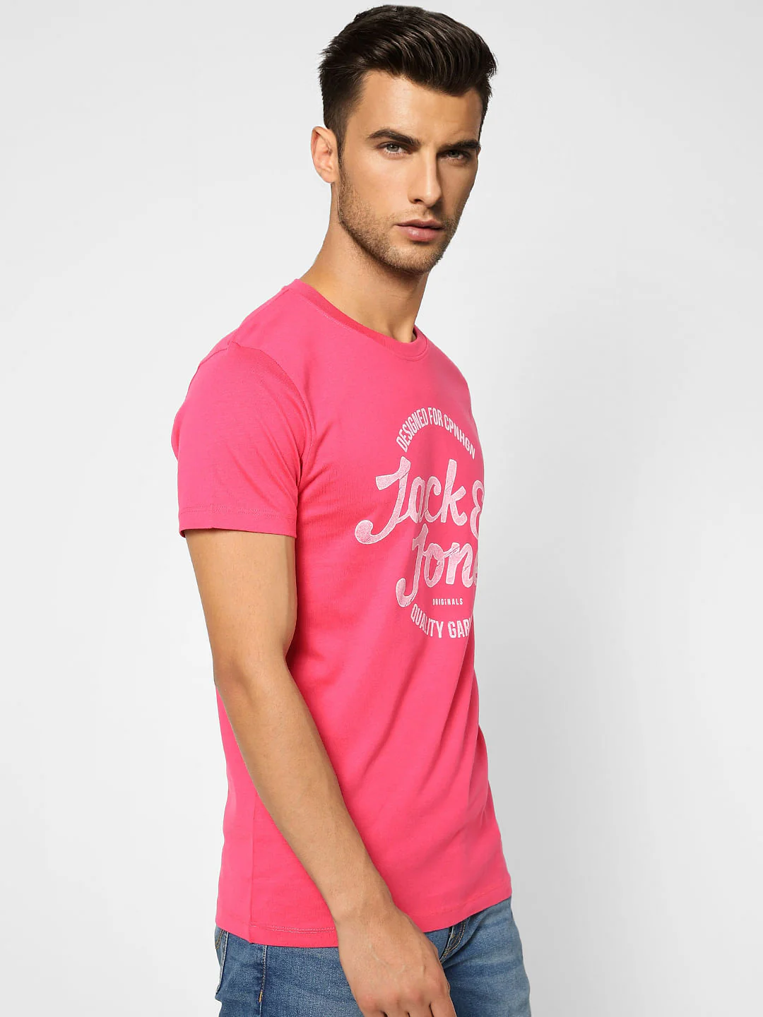 Pink Logo Print Crew Neck T-shirt - Image 3