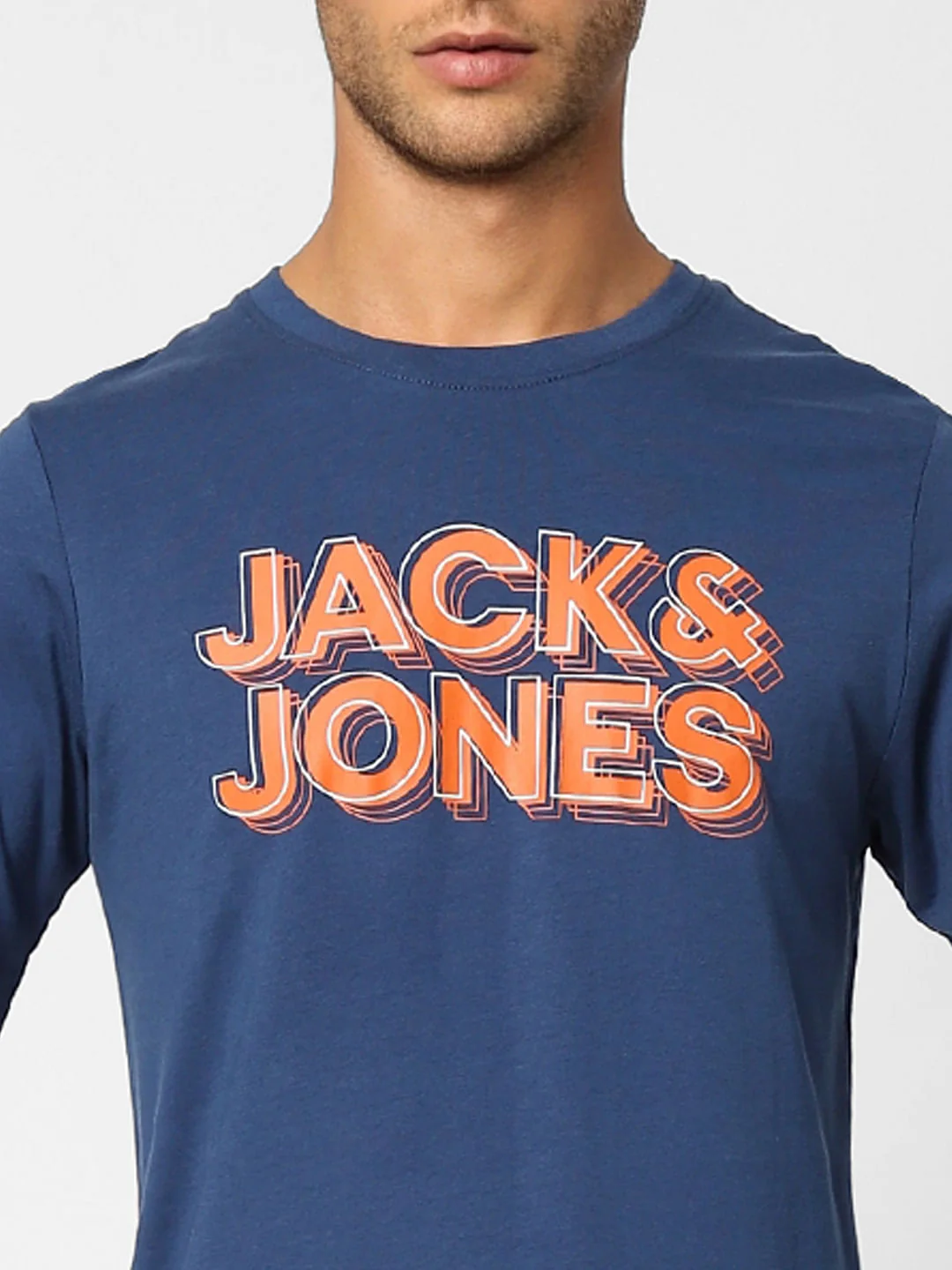 Dark Blue Logo Print Crew Neck T-shirt - Image 5