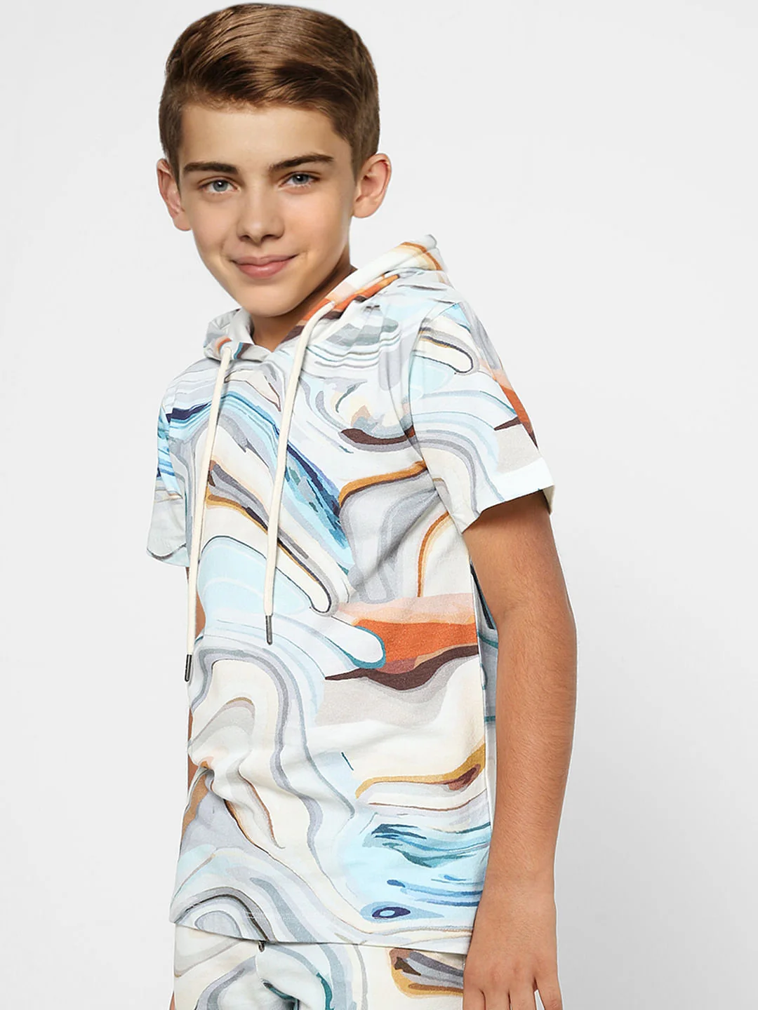 BOYS Blue Printed Hooded Sweatshirt - Image 3
