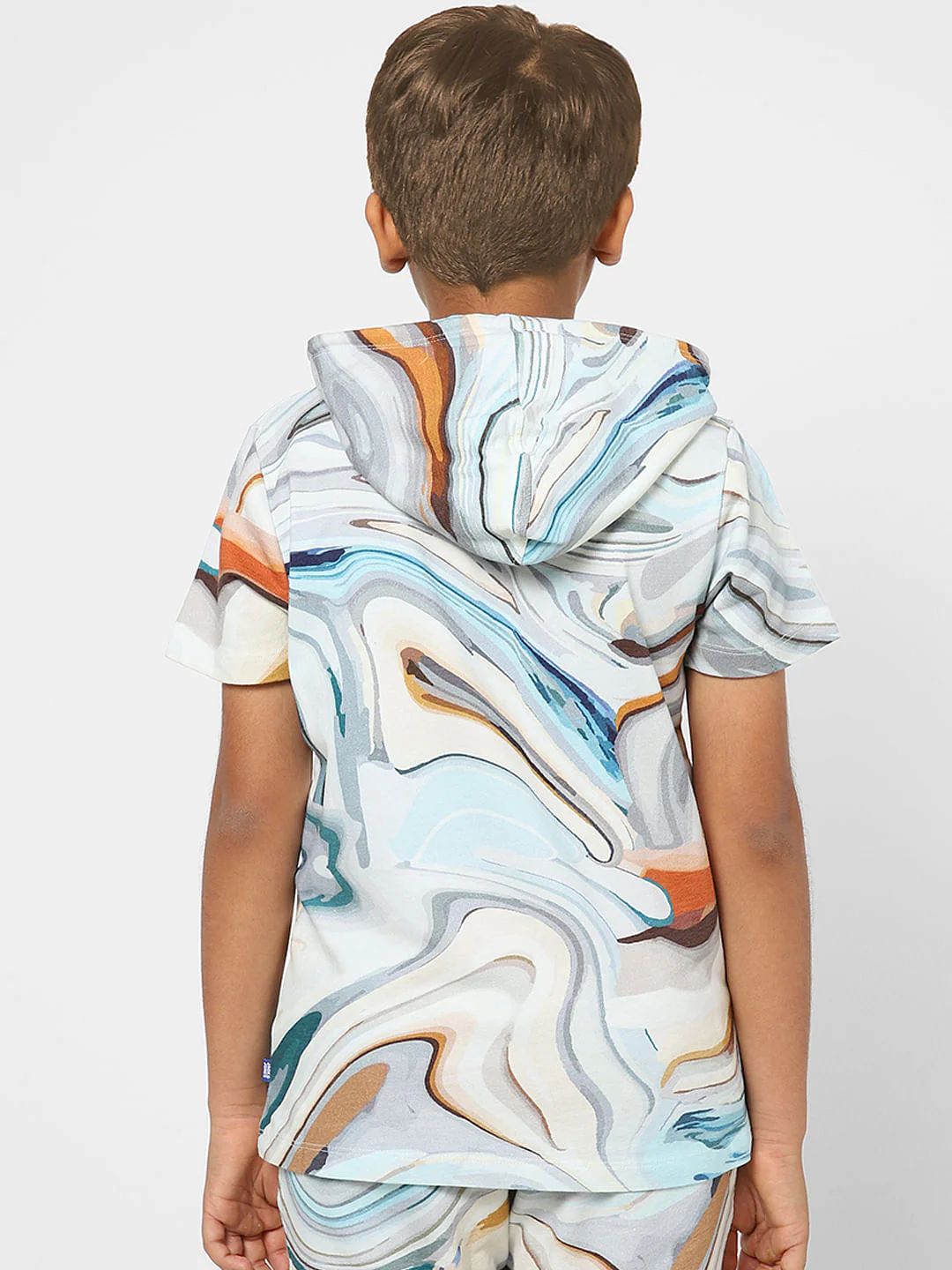 BOYS Blue Printed Hooded Sweatshirt - Image 4