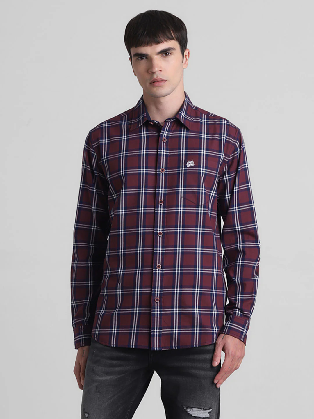 Red Check Print Full Sleeves Shirt - Image 2