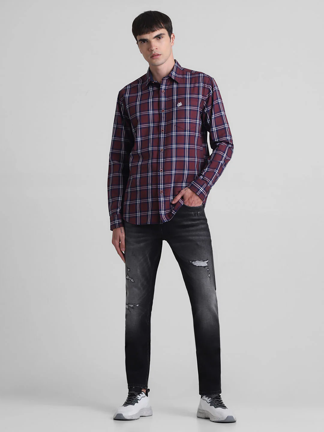 Red Check Print Full Sleeves Shirt - Image 6