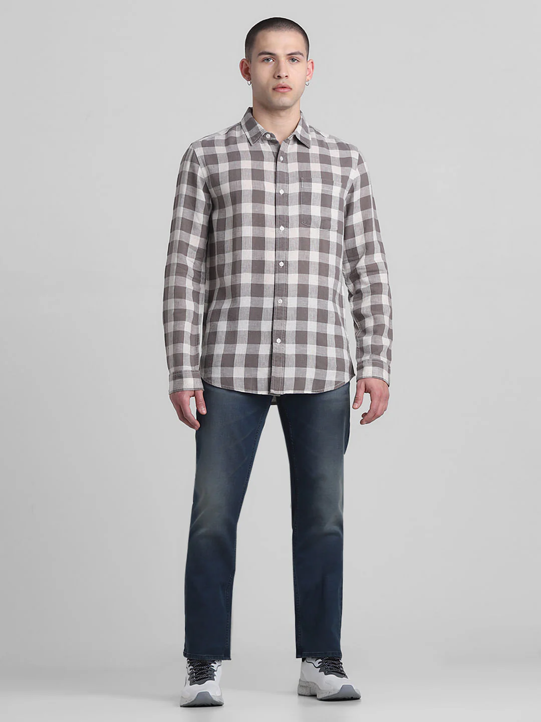 Brown Check Print Full Sleeves Shirt - Image 6