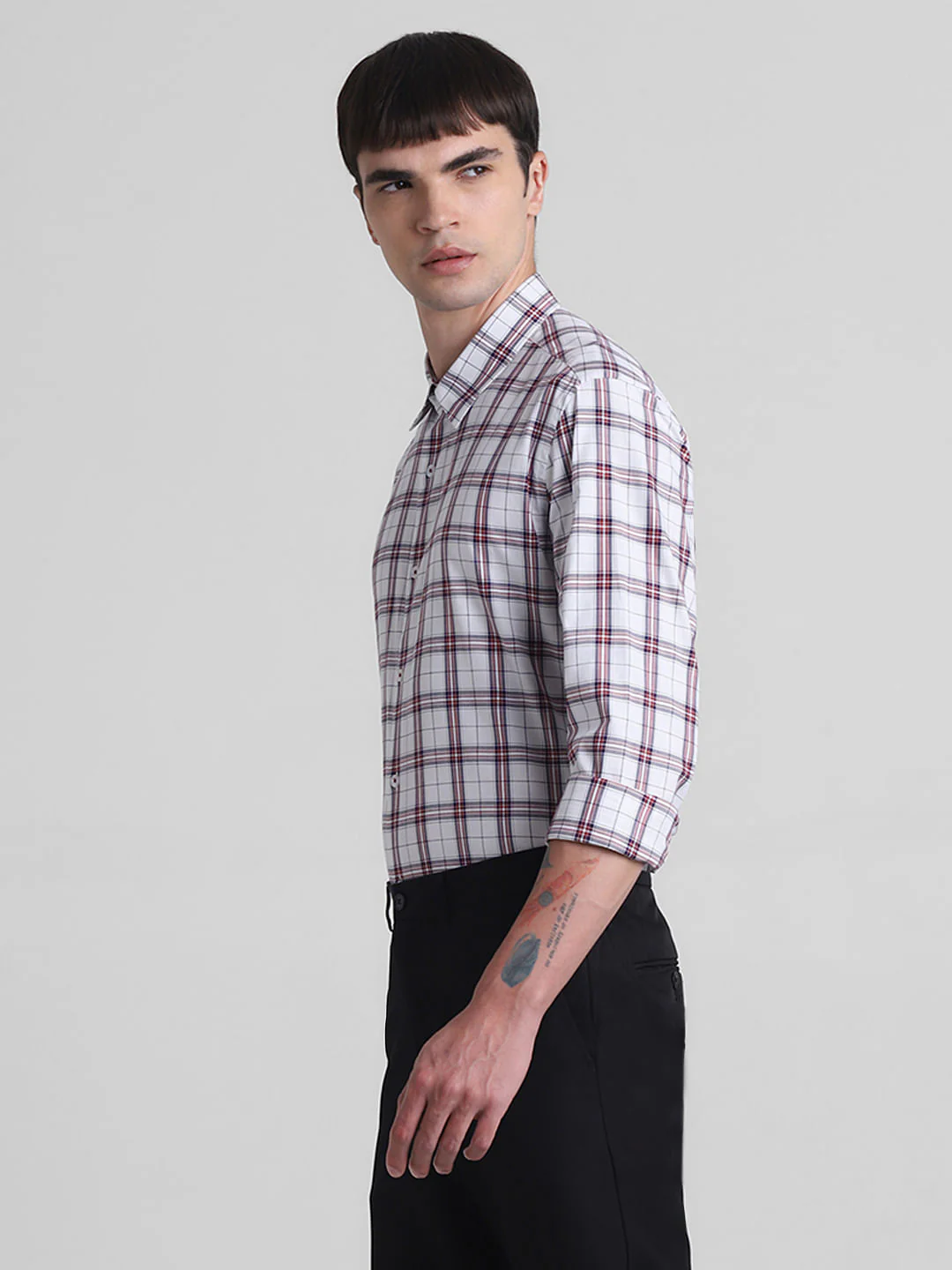 White Check Print Full Sleeves Shirt - Image 3