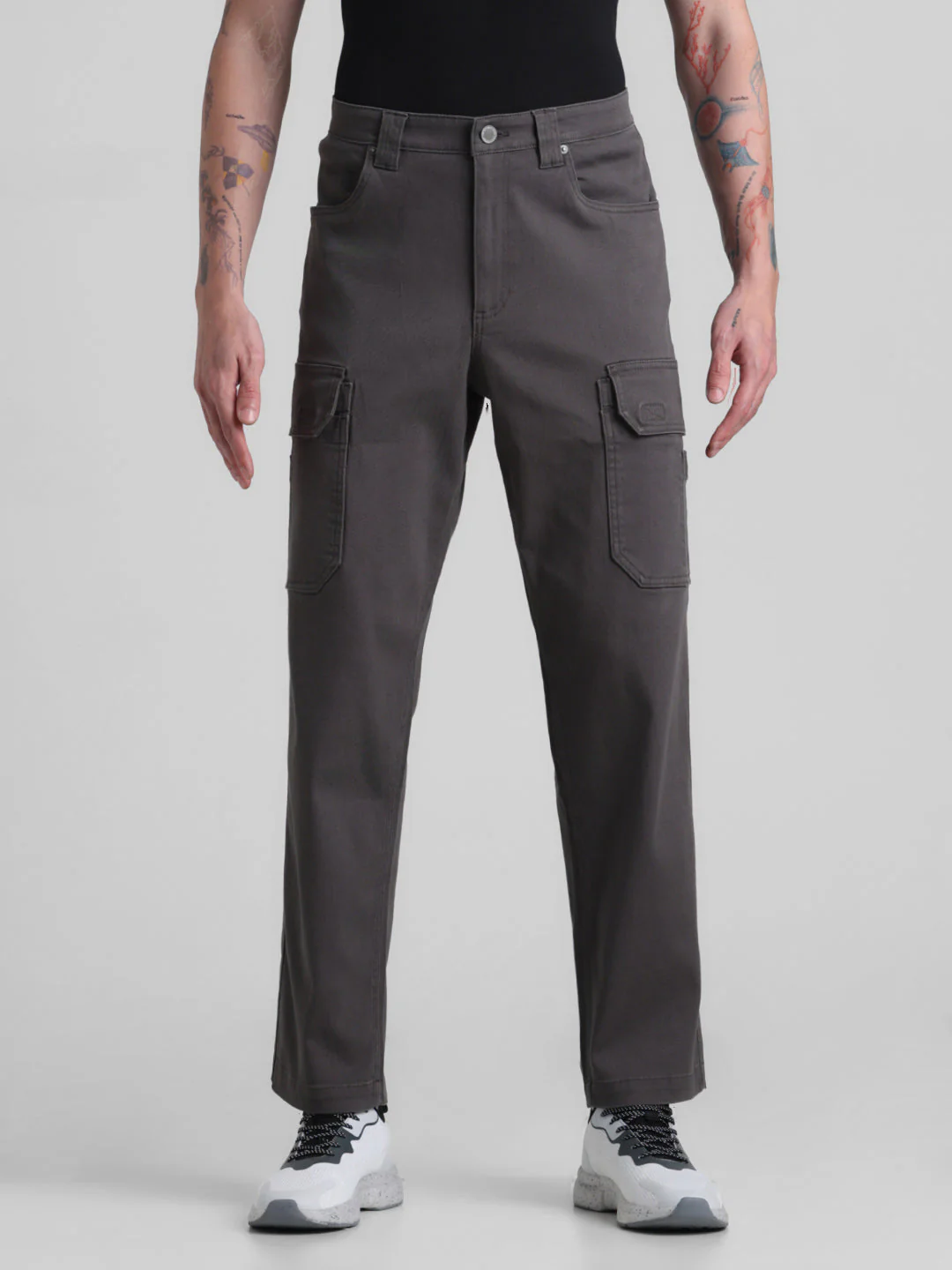 Regular Fit 6 Pocket Cargos - Dark Grey - Image 7