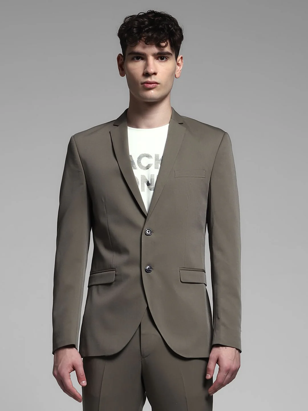 Grey Double Button Blazer - Image 2