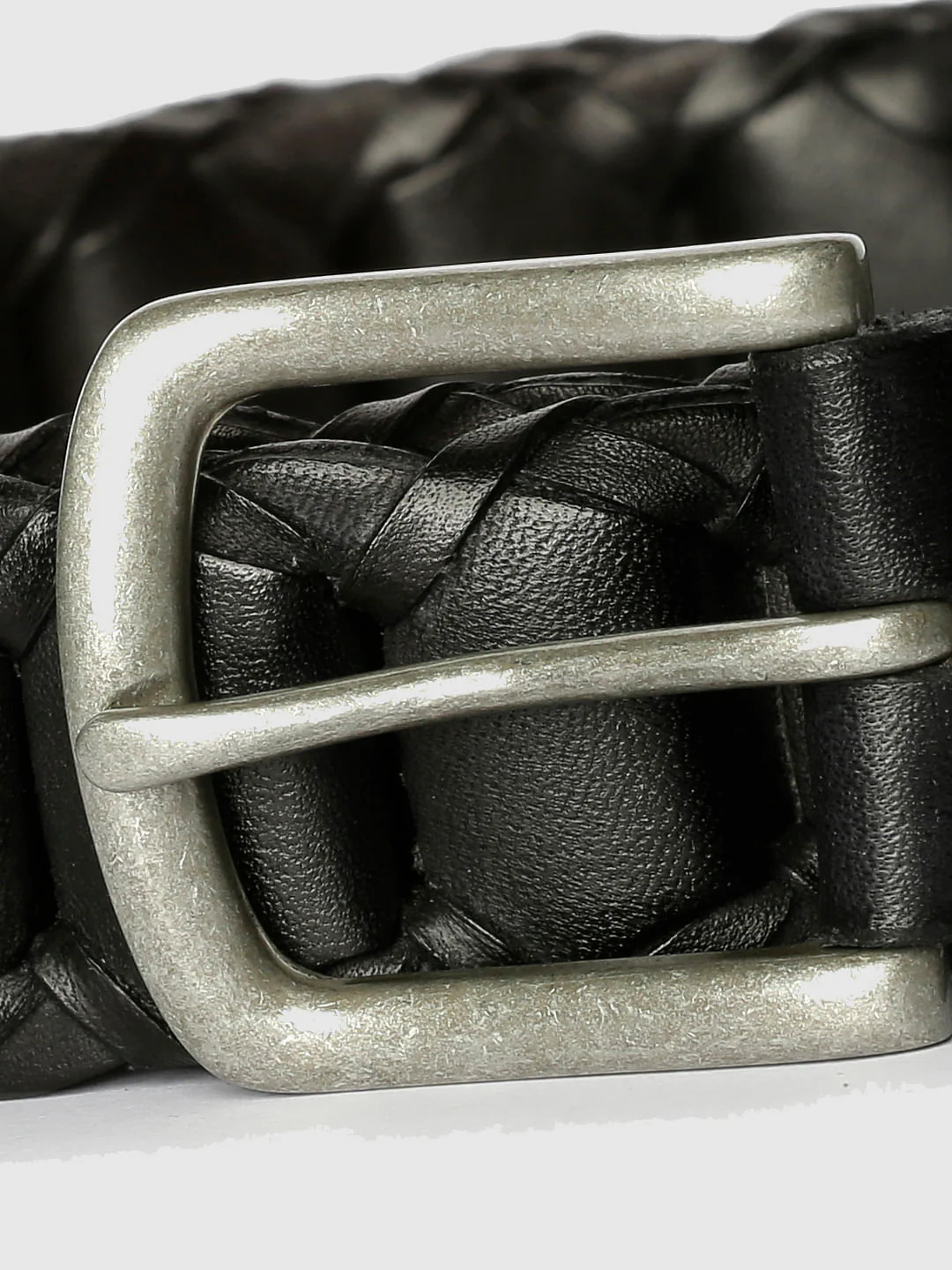 Black Pleated Leather Belt - Image 2