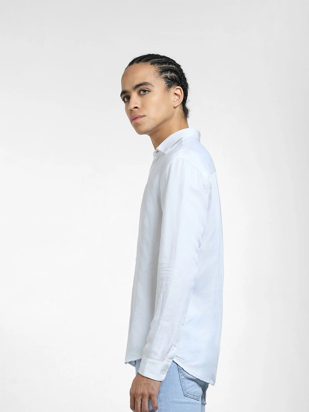 White Cotton Full Sleeves Shirt - Image 3