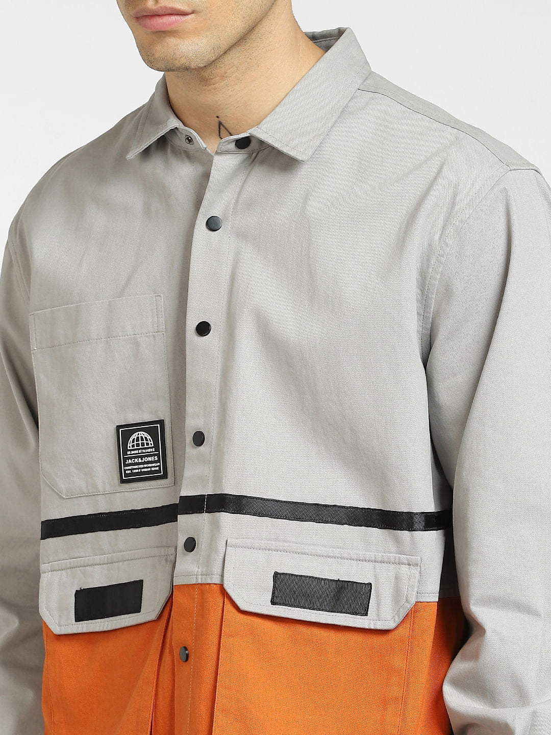 Grey Cut & Sew Oversized Shirt - Image 5