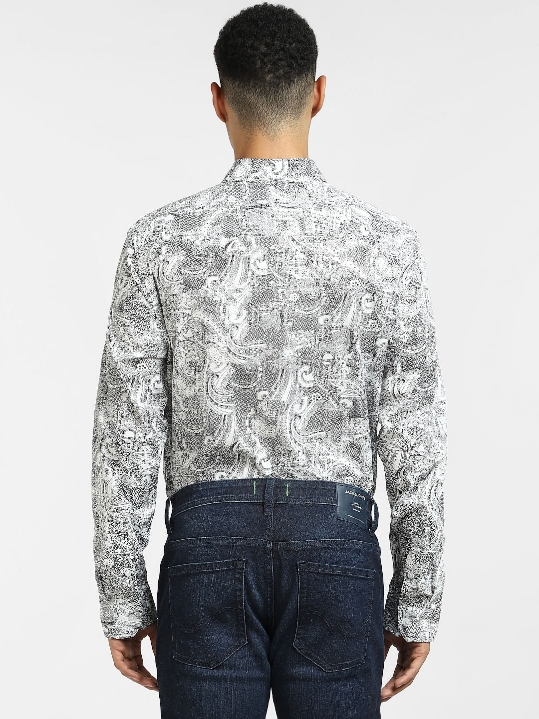 White Paisley Print Full Sleeves Shirt - Image 4