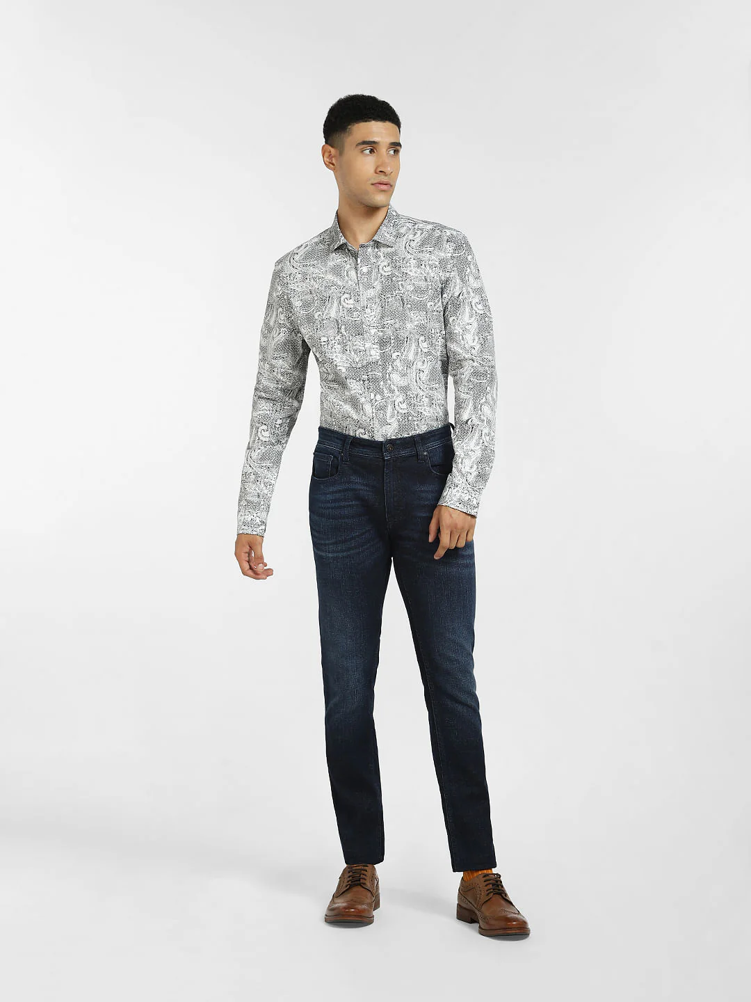 White Paisley Print Full Sleeves Shirt - Image 6