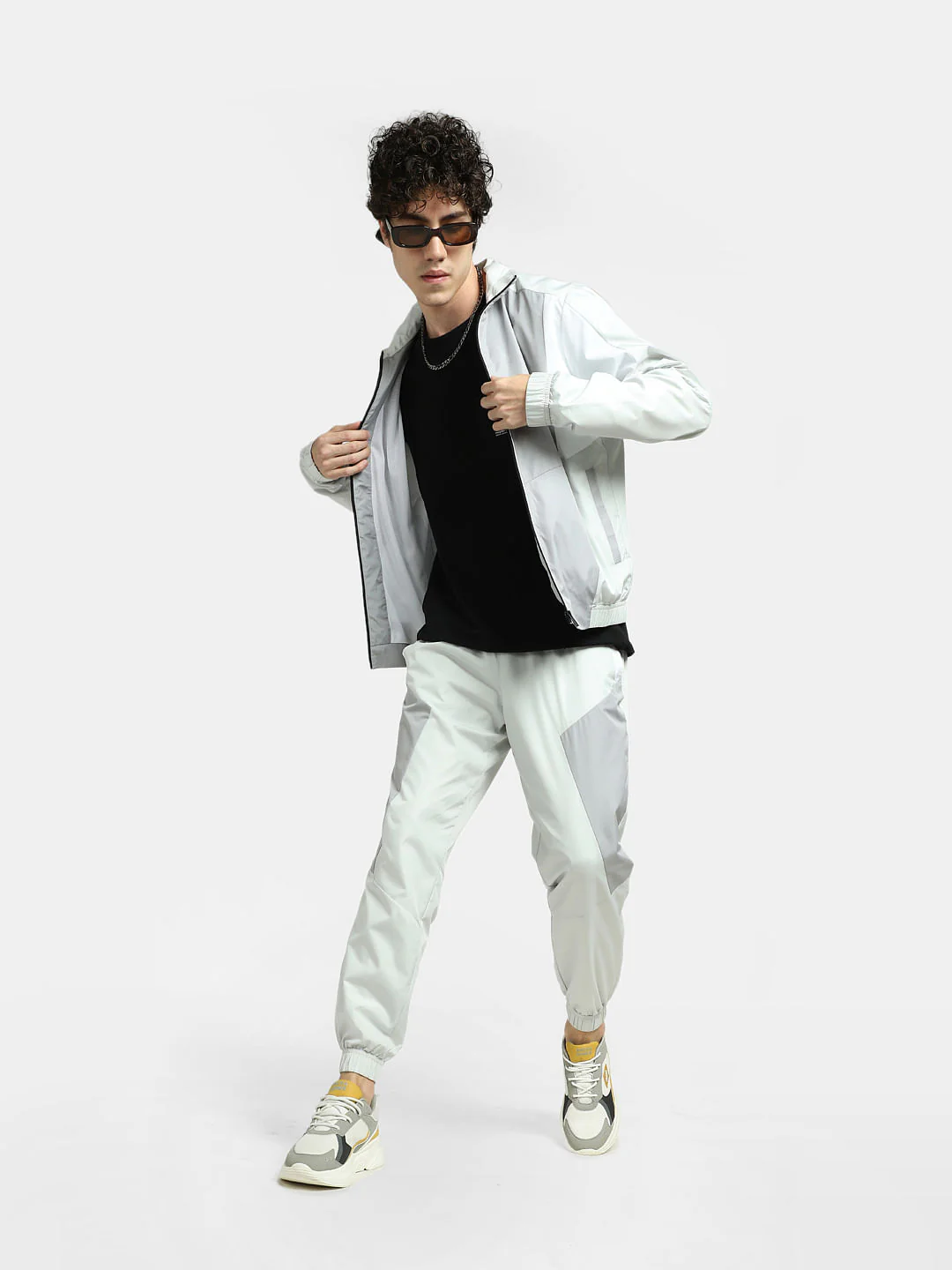 Grey Colourblocked Co-ord Trackpants