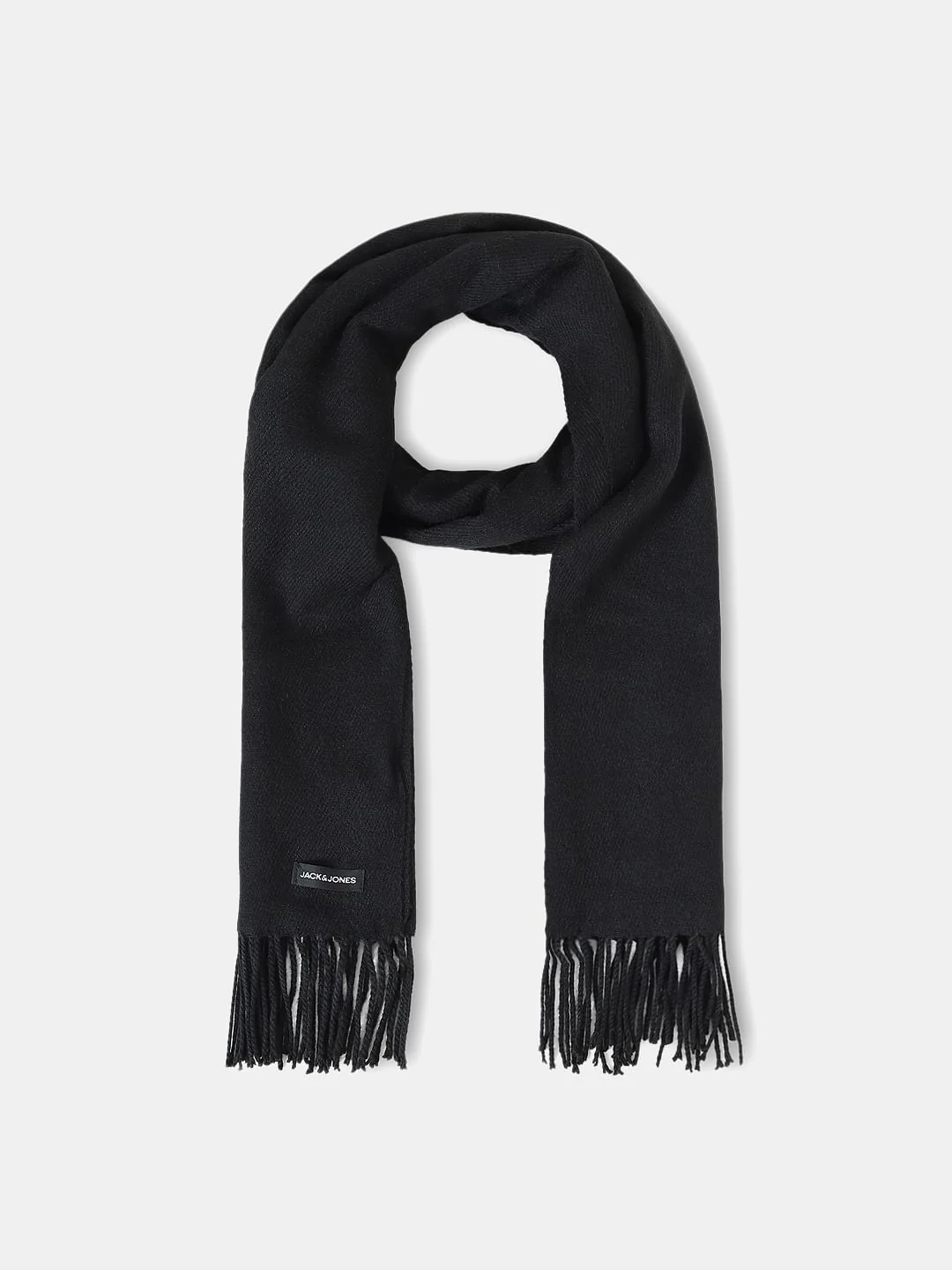 Black Woven Fringe Detail Scarf - Image 2