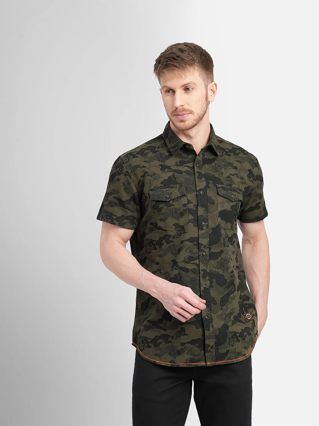 Green Camo Print Short Sleeves Shirt - Image 2