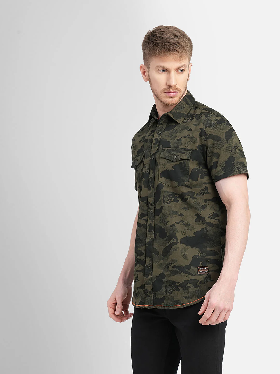 Green Camo Print Short Sleeves Shirt - Image 3