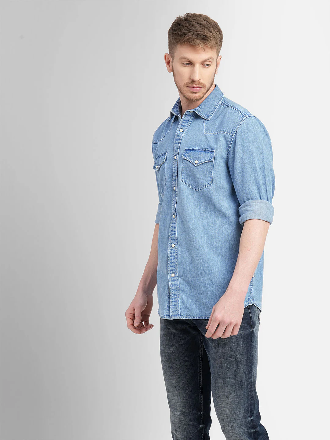 Blue Denim Full Sleeves Shirt - Image 3