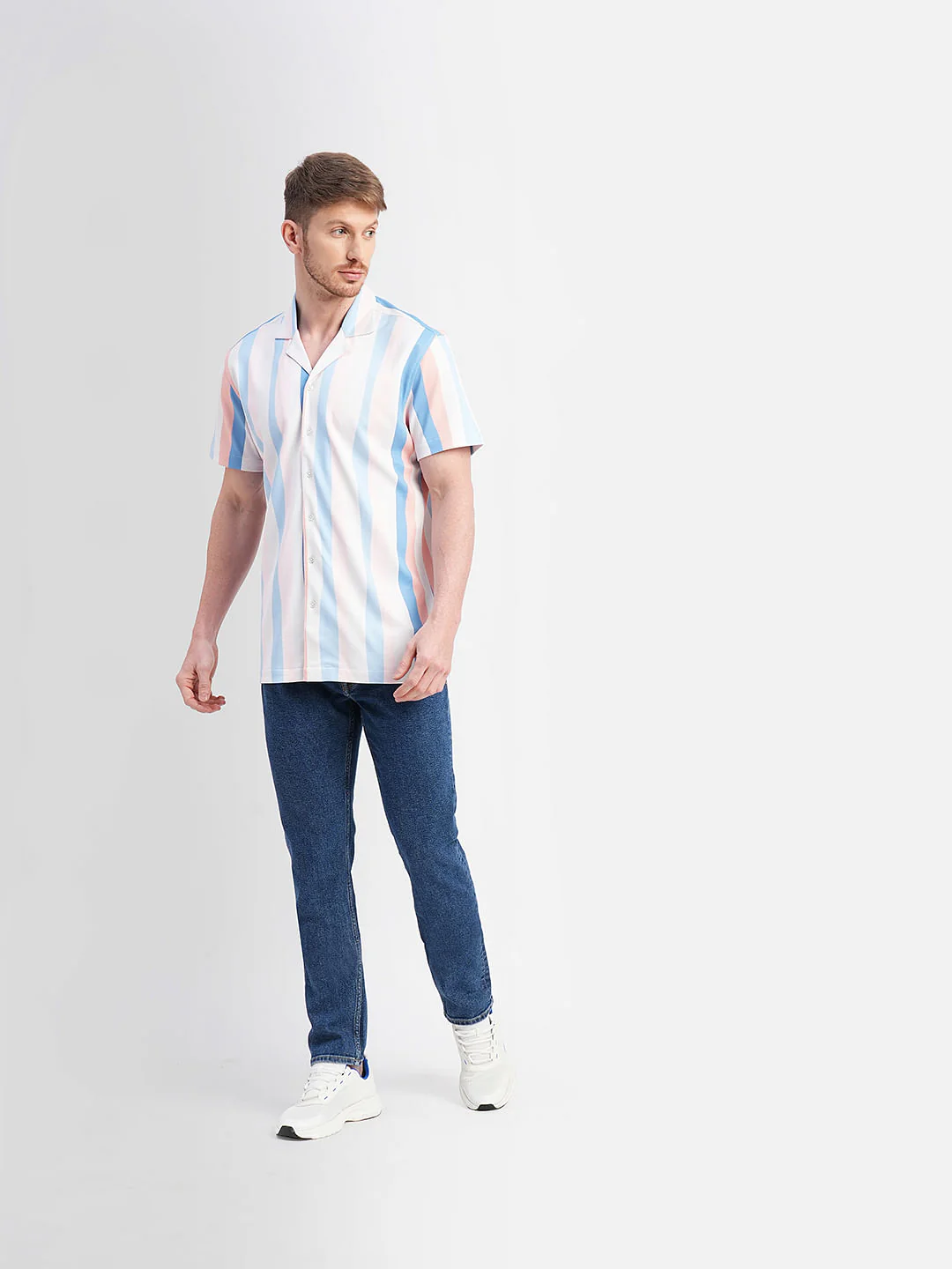 Blue Striped Short Sleeves Shirt - Image 6