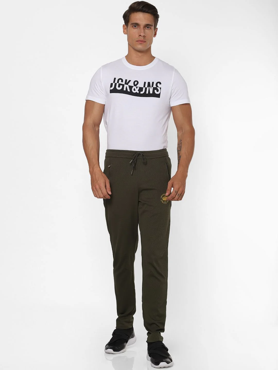 Green Logo Print Trackpants