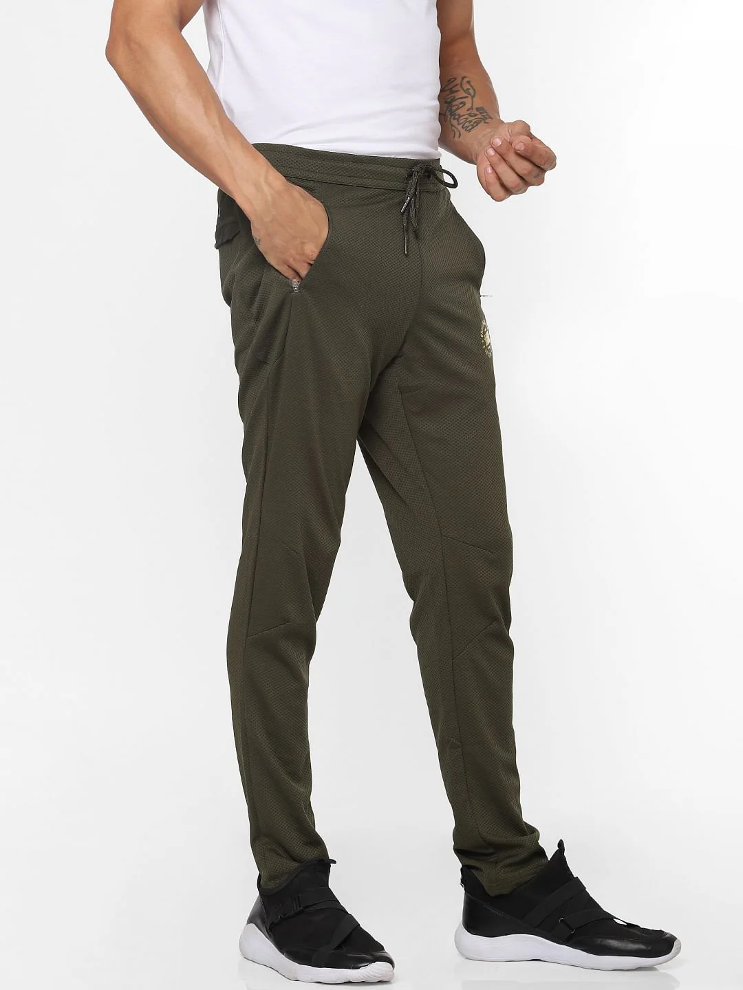 Green Logo Print Trackpants - Image 4