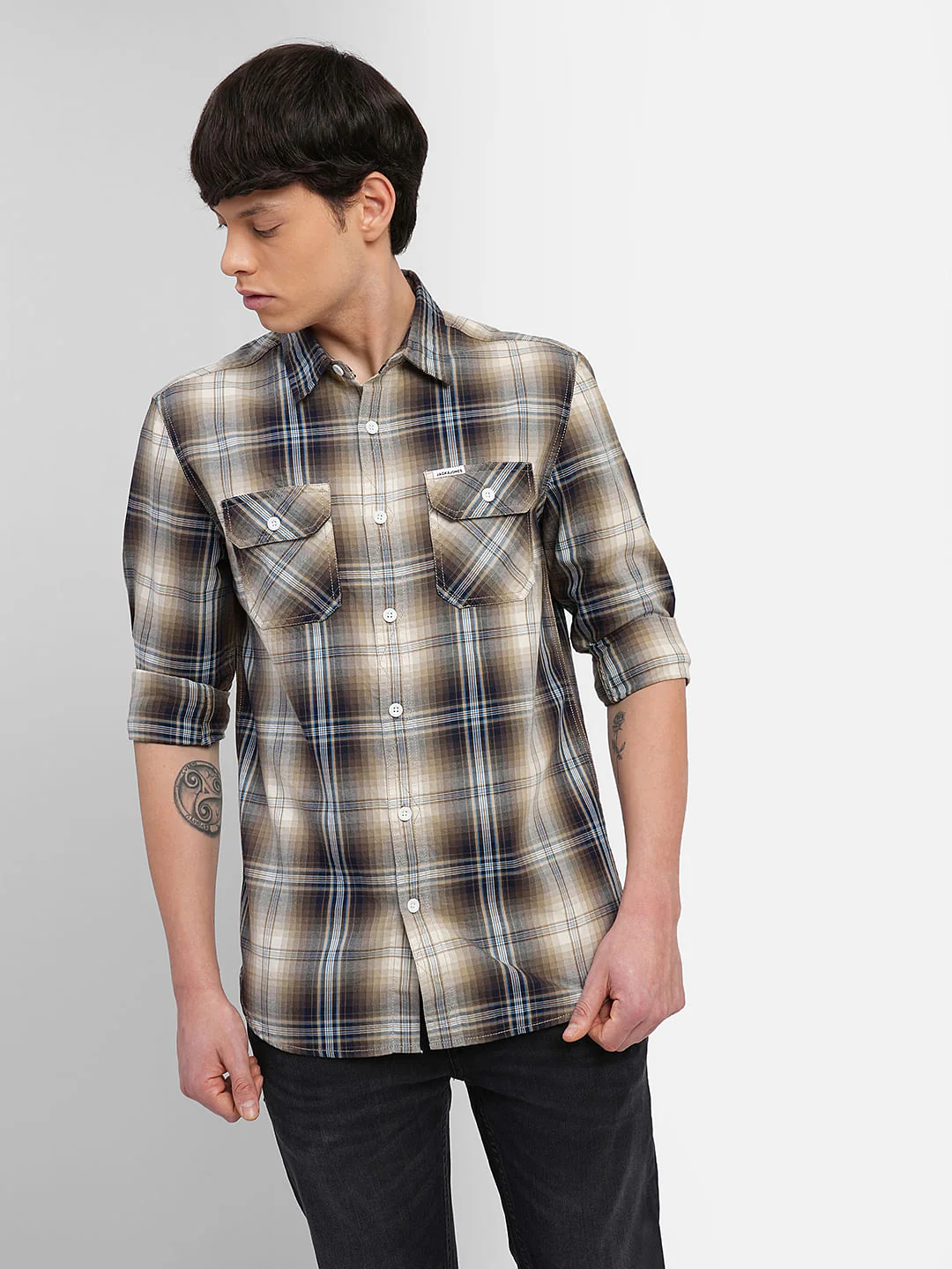 Brown Check Full Sleeves Shirt - Image 2