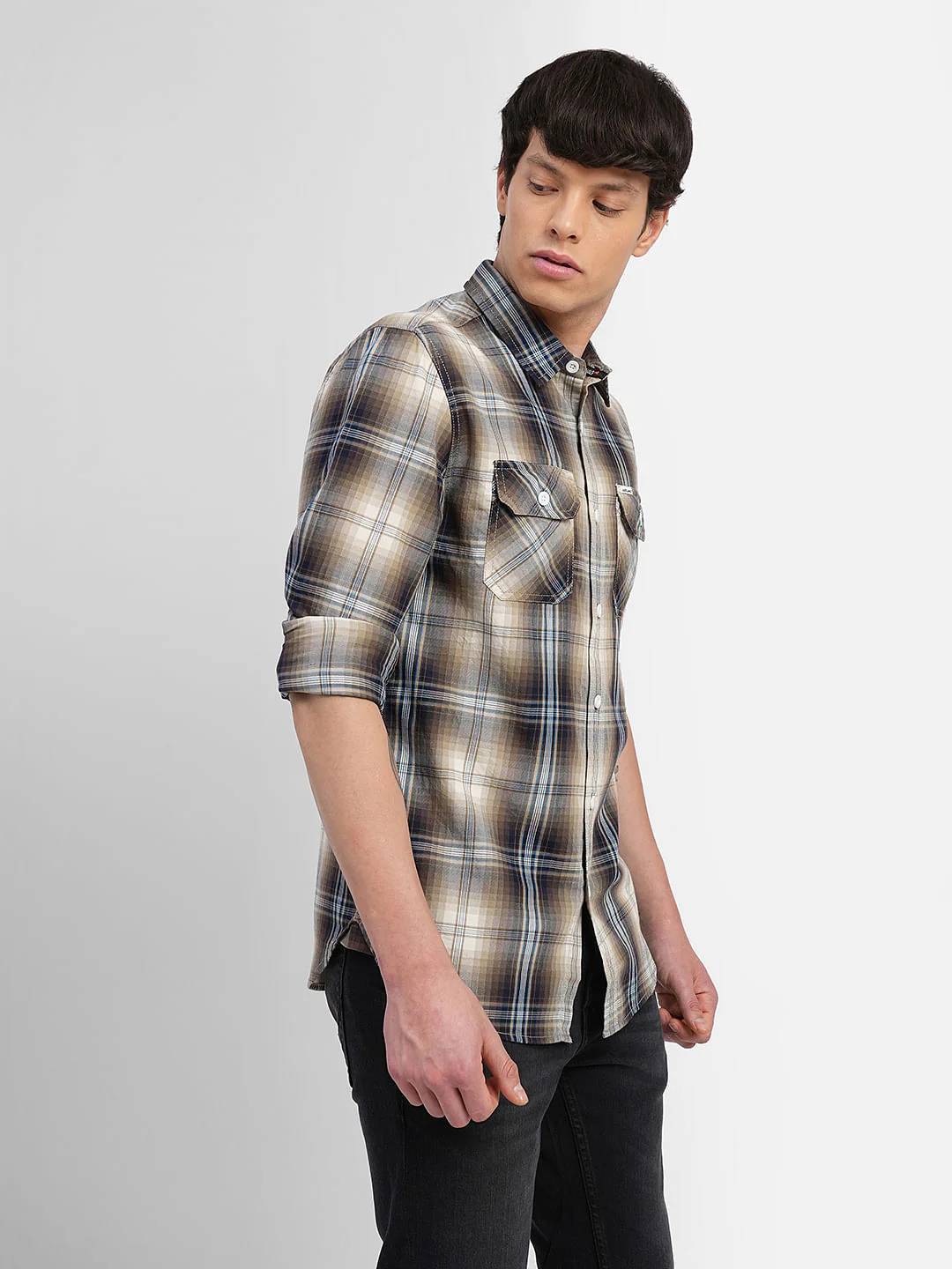 Brown Check Full Sleeves Shirt - Image 3