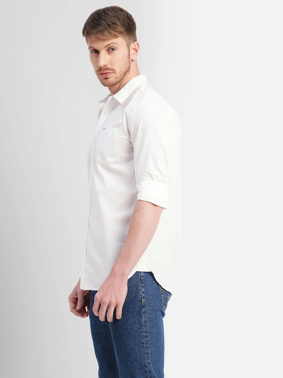 White Logo Print Full Sleeves Shirt - Image 3