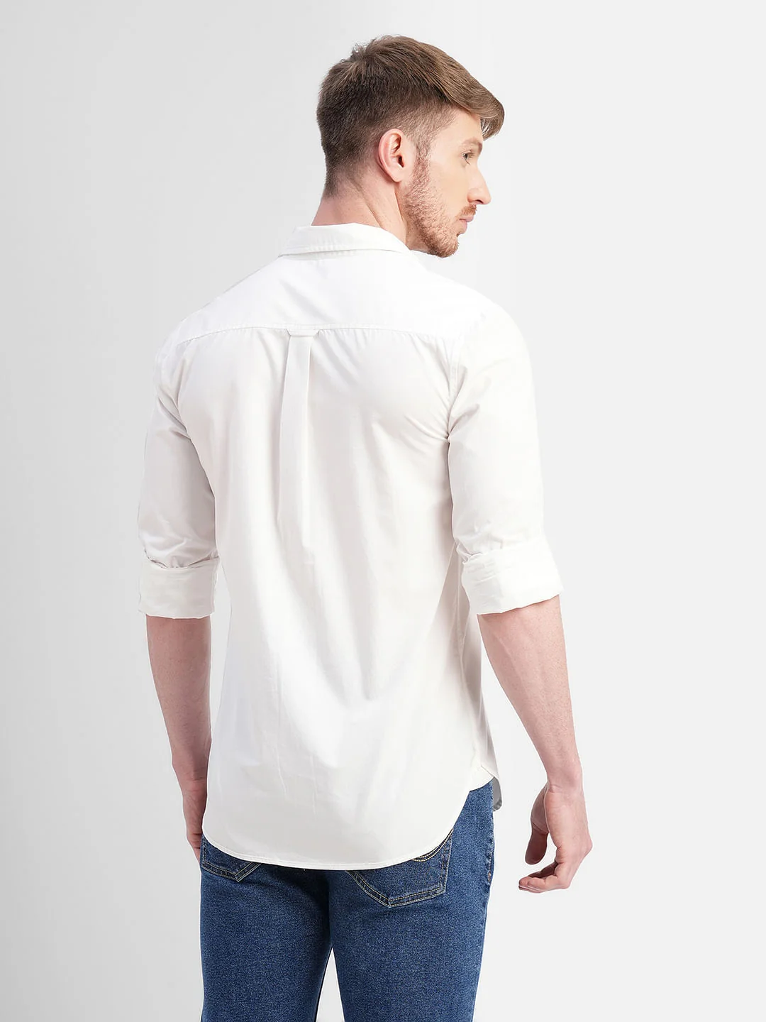 White Logo Print Full Sleeves Shirt - Image 4