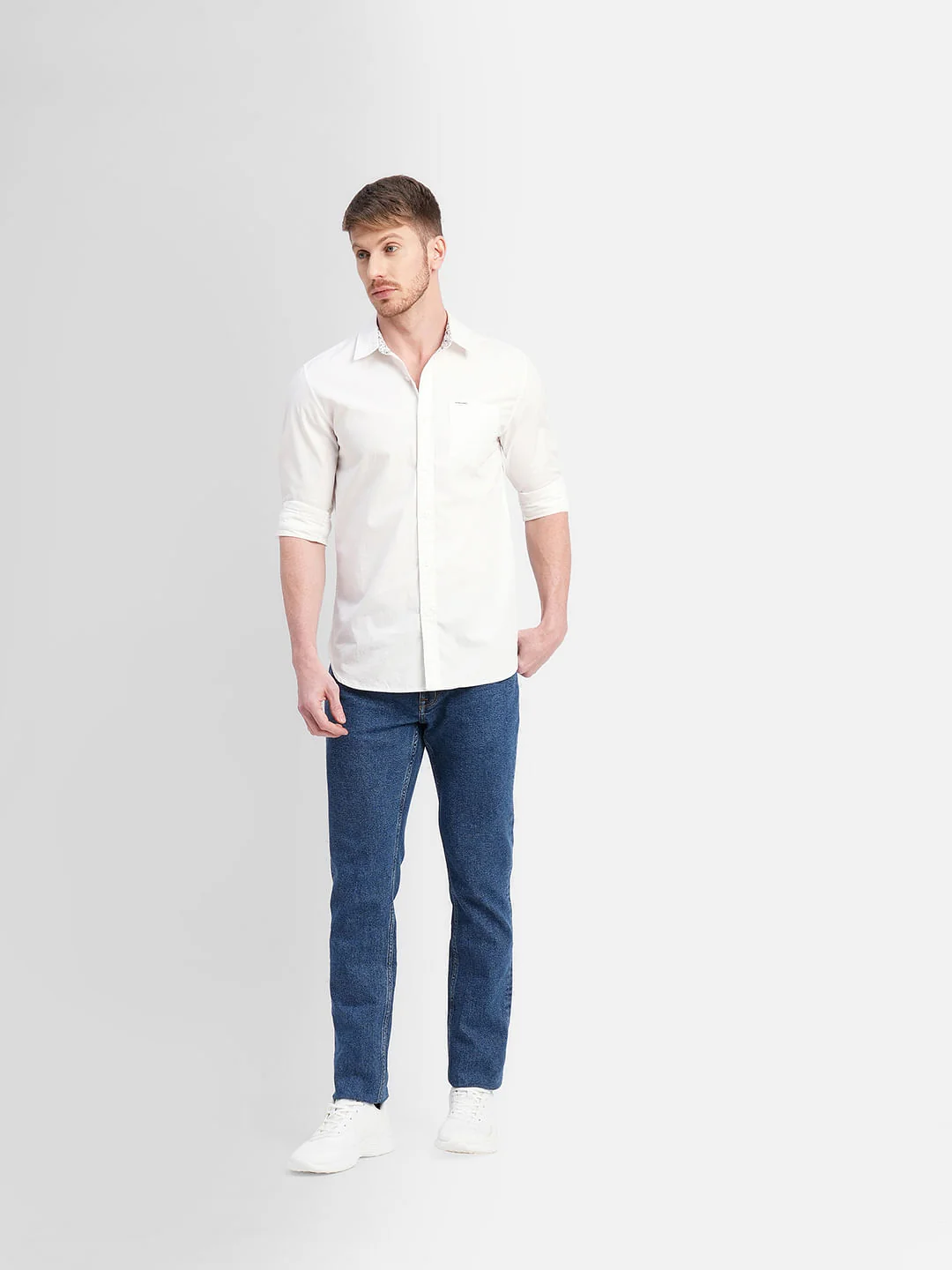 White Logo Print Full Sleeves Shirt - Image 6