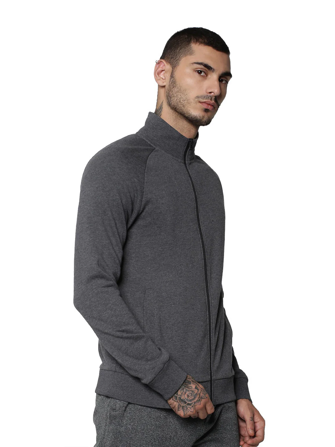 Light Grey Zip-Up Sweat Jacket - Image 5