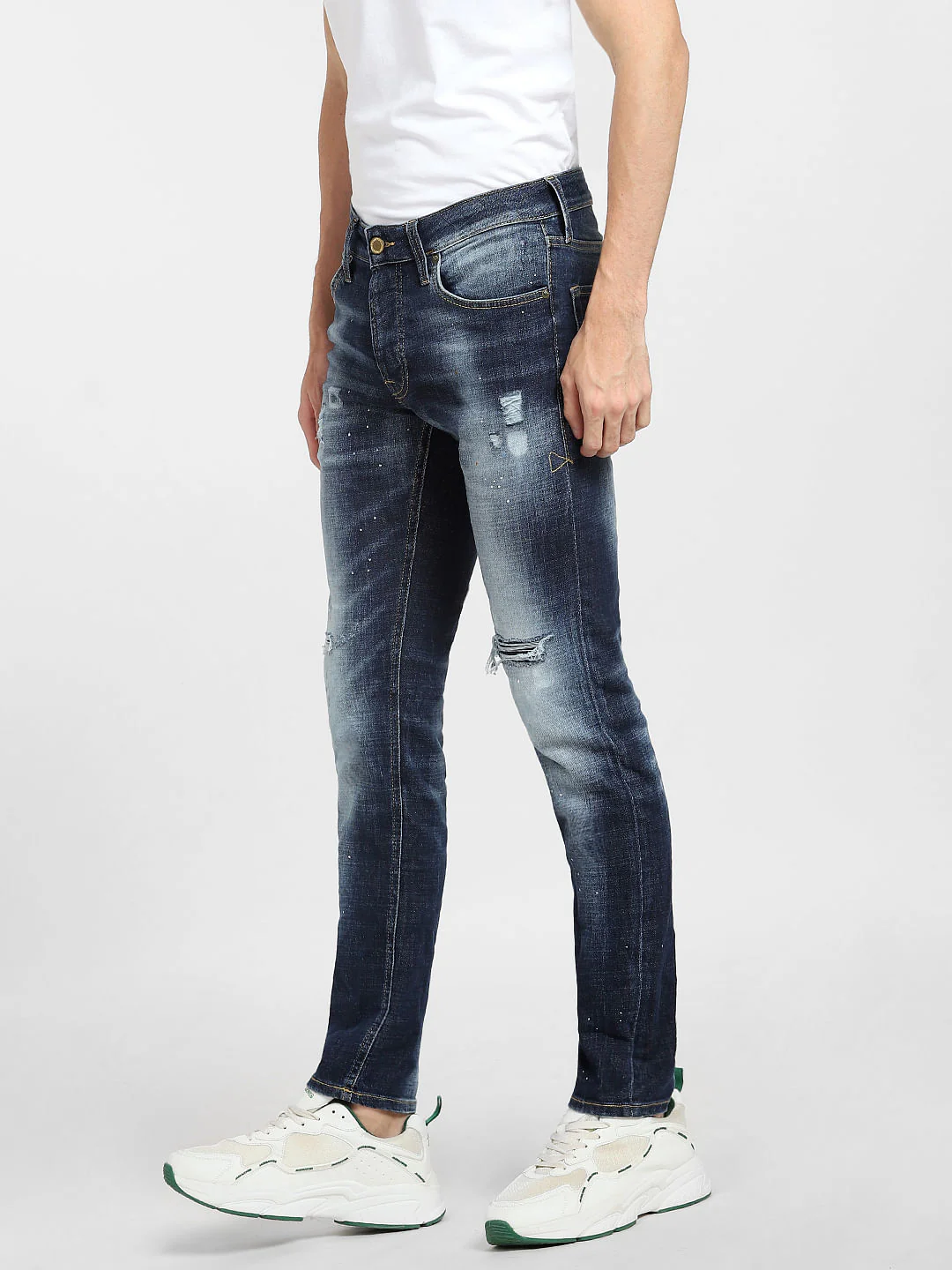 Blue Low Rise Distressed Glenn Slim Jeans - Image 3